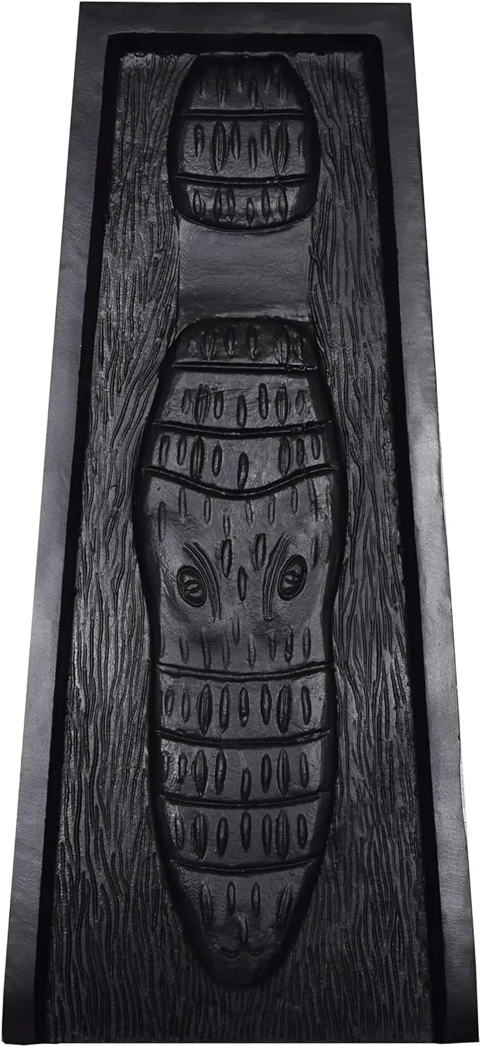 Oakland Living AZGATOR-SB-Black Alligator Crocodile Cast Aluminum Metal Downspout Gutter 24 in. Heavy Splash Block