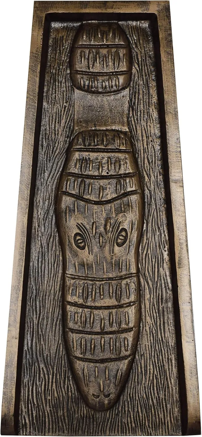 Oakland Living AZGATOR-SB-Bronze Alligator Crocodile Cast Aluminum Metal Downspout Gutter 24 in. Heavy Splash Block