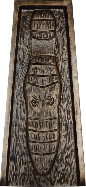 Oakland Living AZGATOR-SB-Bronze Alligator Crocodile Cast Aluminum Metal Downspout Gutter 24 in. Heavy Splash Block
