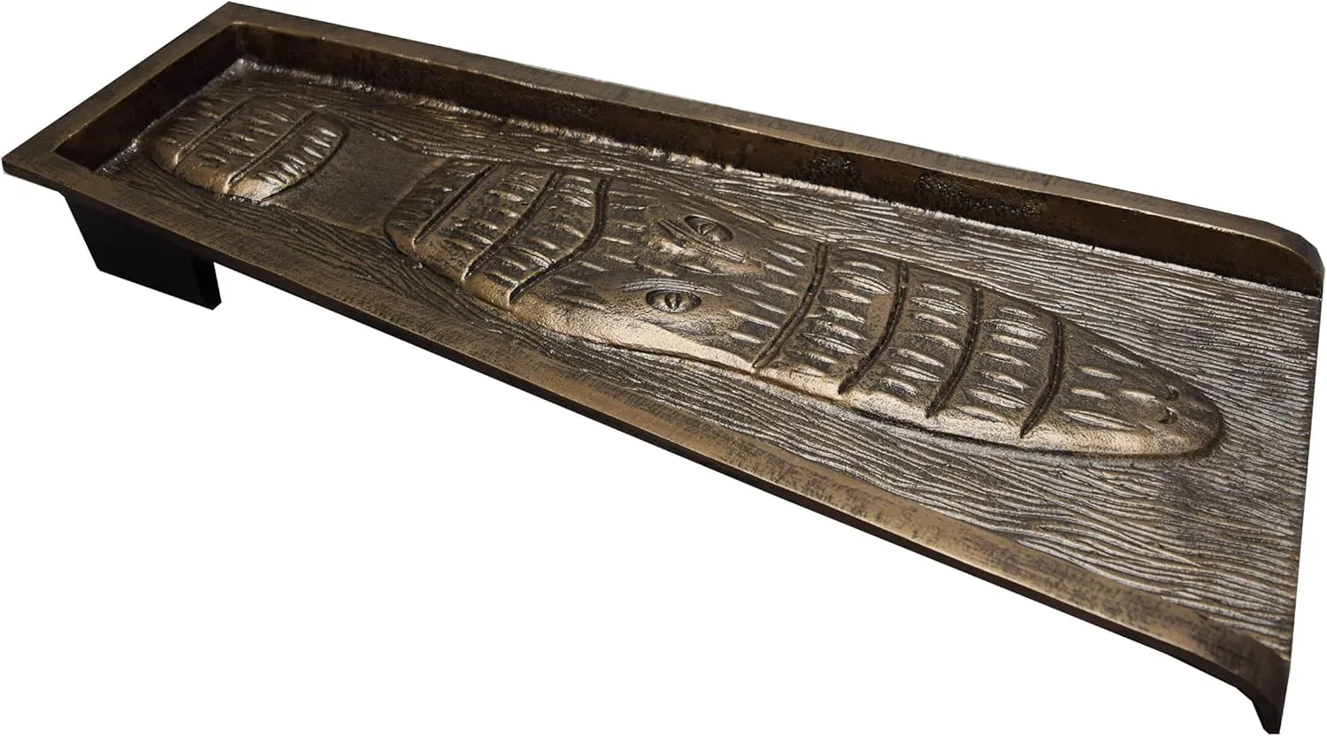 Oakland Living AZGATOR-SB-Bronze Alligator Crocodile Cast Aluminum Metal Downspout Gutter 24 in. Heavy Splash Block