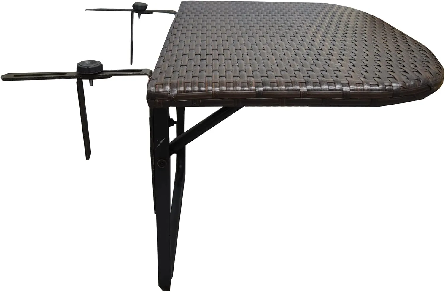 Oakland Living Brown Indoor and Outdoor Foldable Wicker Balcony Table with Metal Frame and Adjustable Clamps