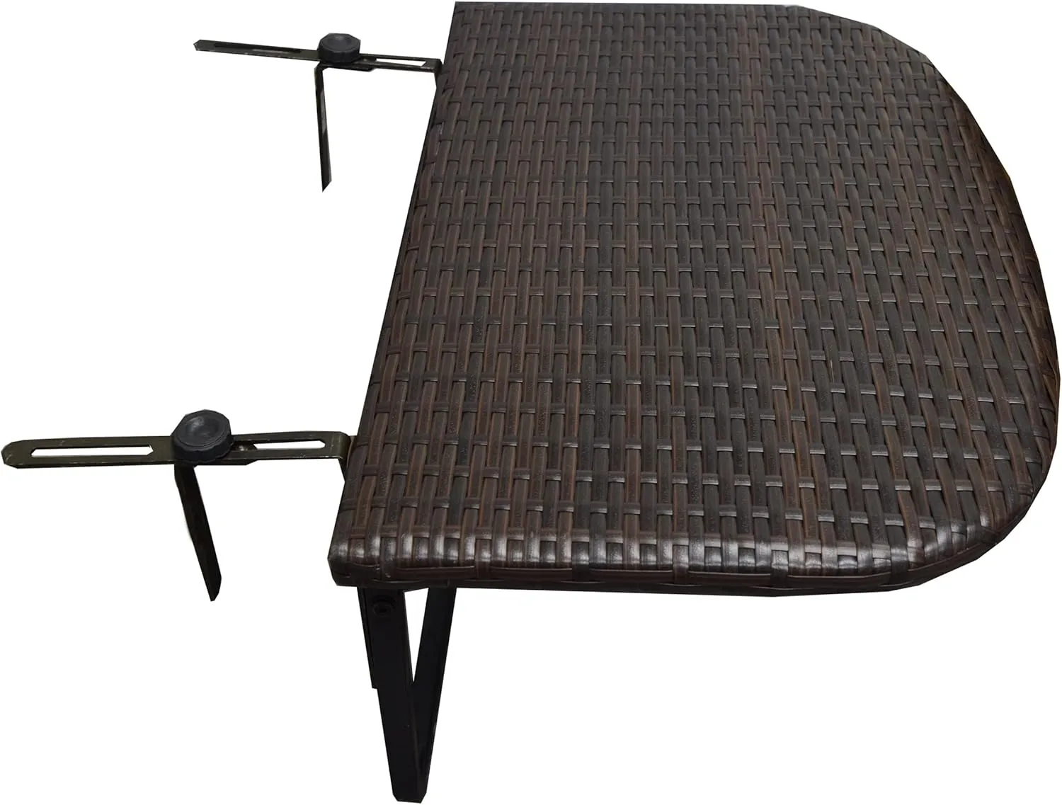 Oakland Living Brown Indoor and Outdoor Foldable Wicker Balcony Table with Metal Frame and Adjustable Clamps