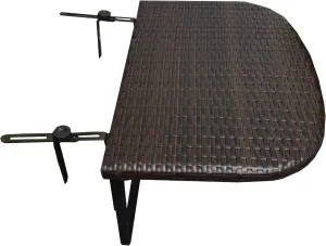 Oakland Living Brown Indoor and Outdoor Foldable Wicker Balcony Table with Metal Frame and Adjustable Clamps