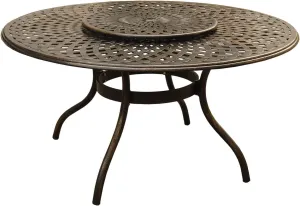 Oakland Living Contemporary Modern Mesh Lattice 59 inch Bronze Lazy Susan Outdoor Aluminum Round Patio Dining Table, Large
