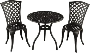 Oakland Living Lattice Outdoor Patio Garden 3 Piece Bistro Set in Sand Black