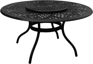 Oakland Living Outdoor Mesh Lattice 59 inch Bronze Round Dining Table with Lazy Susan - N/A Black