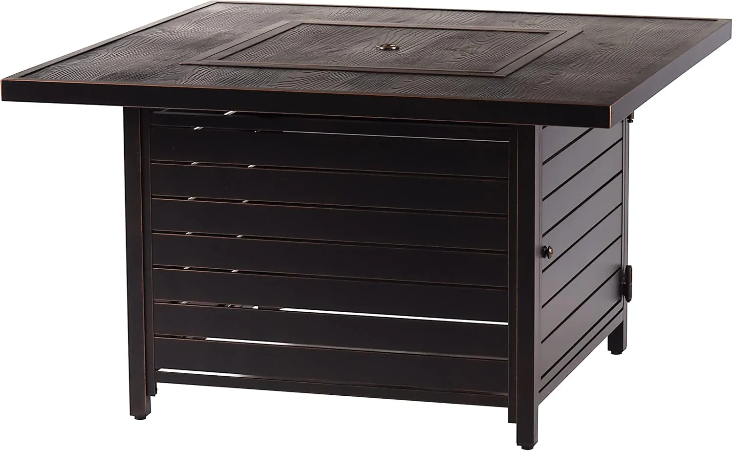 Oakland Living Square 42 in. x 42 in. Aluminum Propane Fire Pit Table with Glass Beads, Two Covers, Lid, 57,000 BTUs in Copper Finish, Black