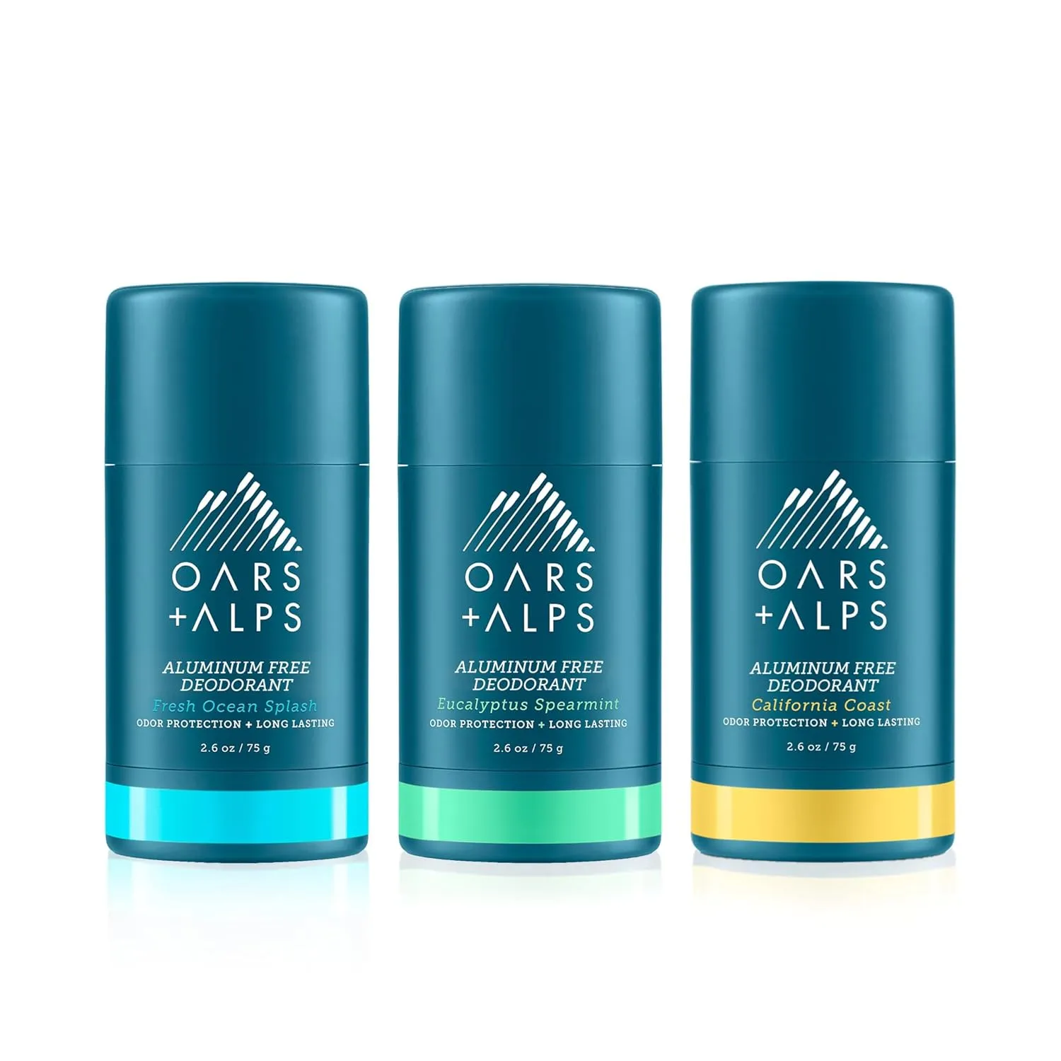 Oars   Alps Aluminum Free Deodorant for Men and Women, Dermatologist Tested and Made with Clean Ingredients, Travel Size, Variety, 3 Pack, 2.6 Oz Each