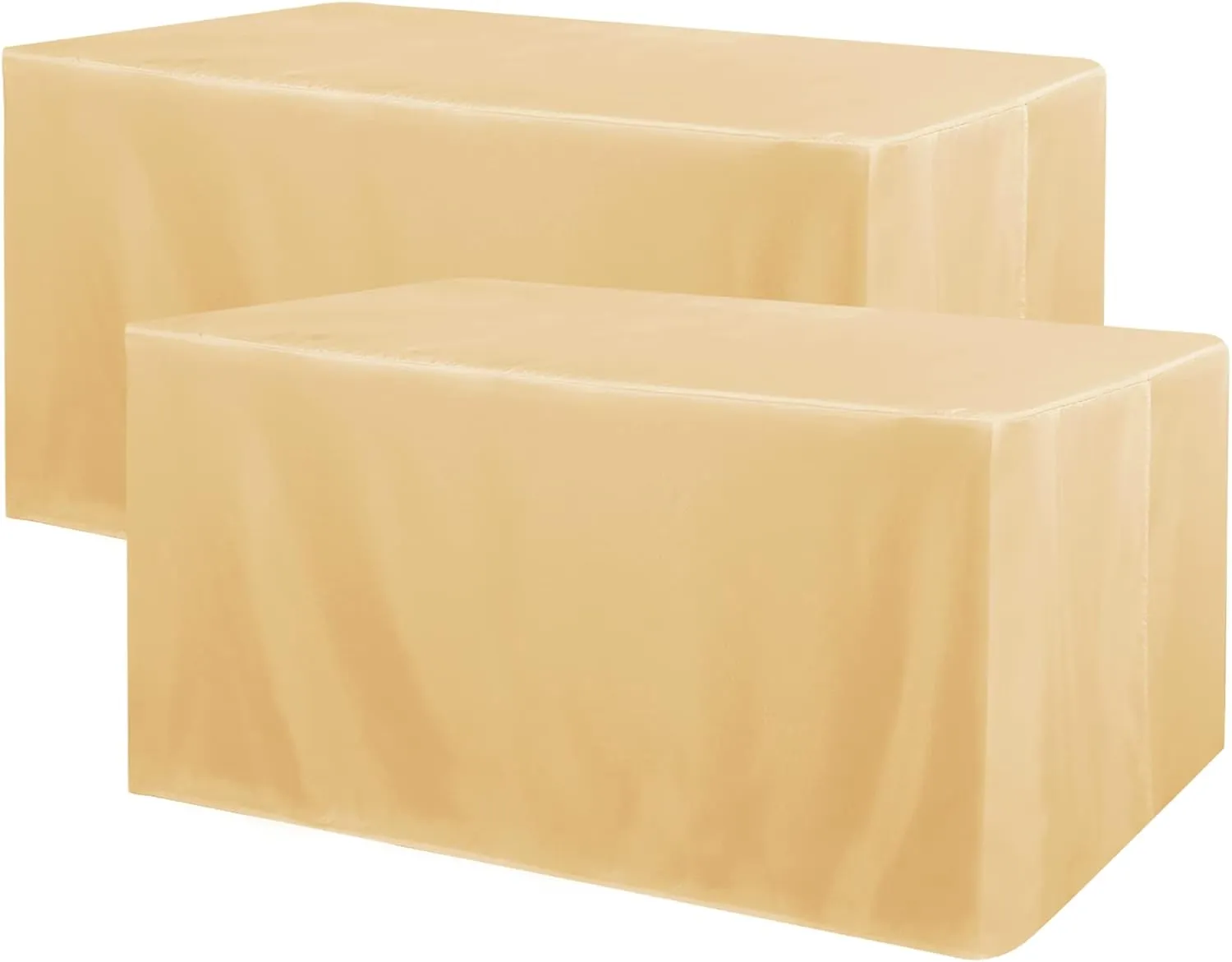 Obstal 2 Pack Table Clothes for 4 Foot Rectangle Tables - Water Resistant Washable Fabric Polyester Rectangle Table Cover for Outdoor/Indoor Uses,48L x 24W x 30H Inches, Champagne