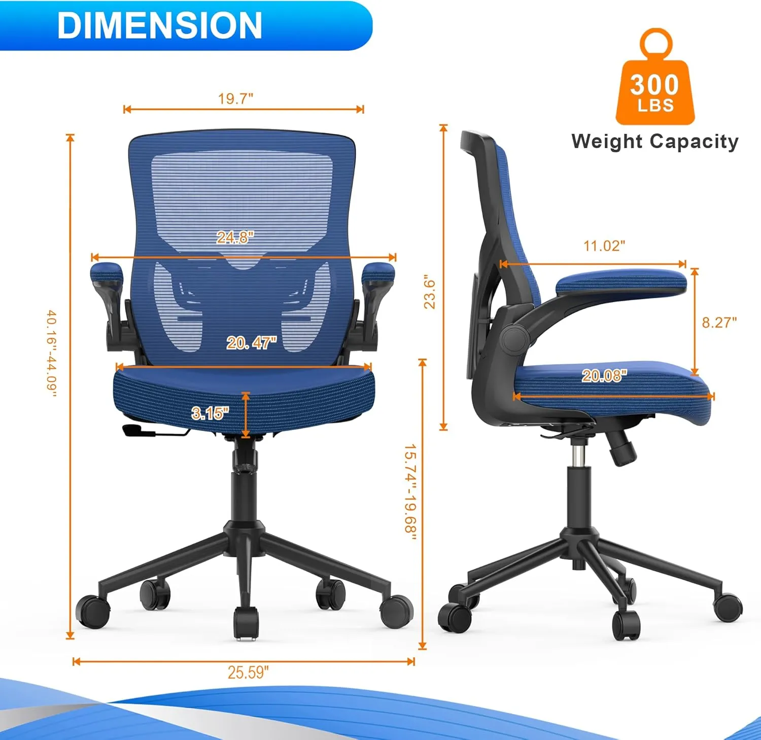 Office Chair, High Back Desk Chair Adjustable Height and Ergonomic Design Home Office Computer Chair Executive Lumbar Support Padded Flip-up Armrest Swivel Task Chair