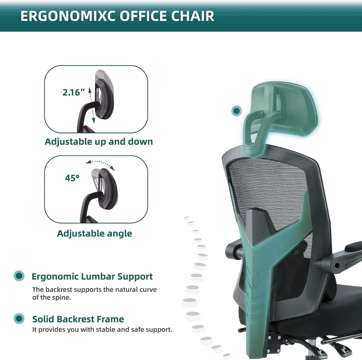 Office Computer Desk Chair, Gaming Chairs for Adults, High-Back Mesh Rolling Swivel Reclining Chairs with Wheels, Comfortable Lumbar Support, Comfy Arms for Home, Office, Gaming, Student