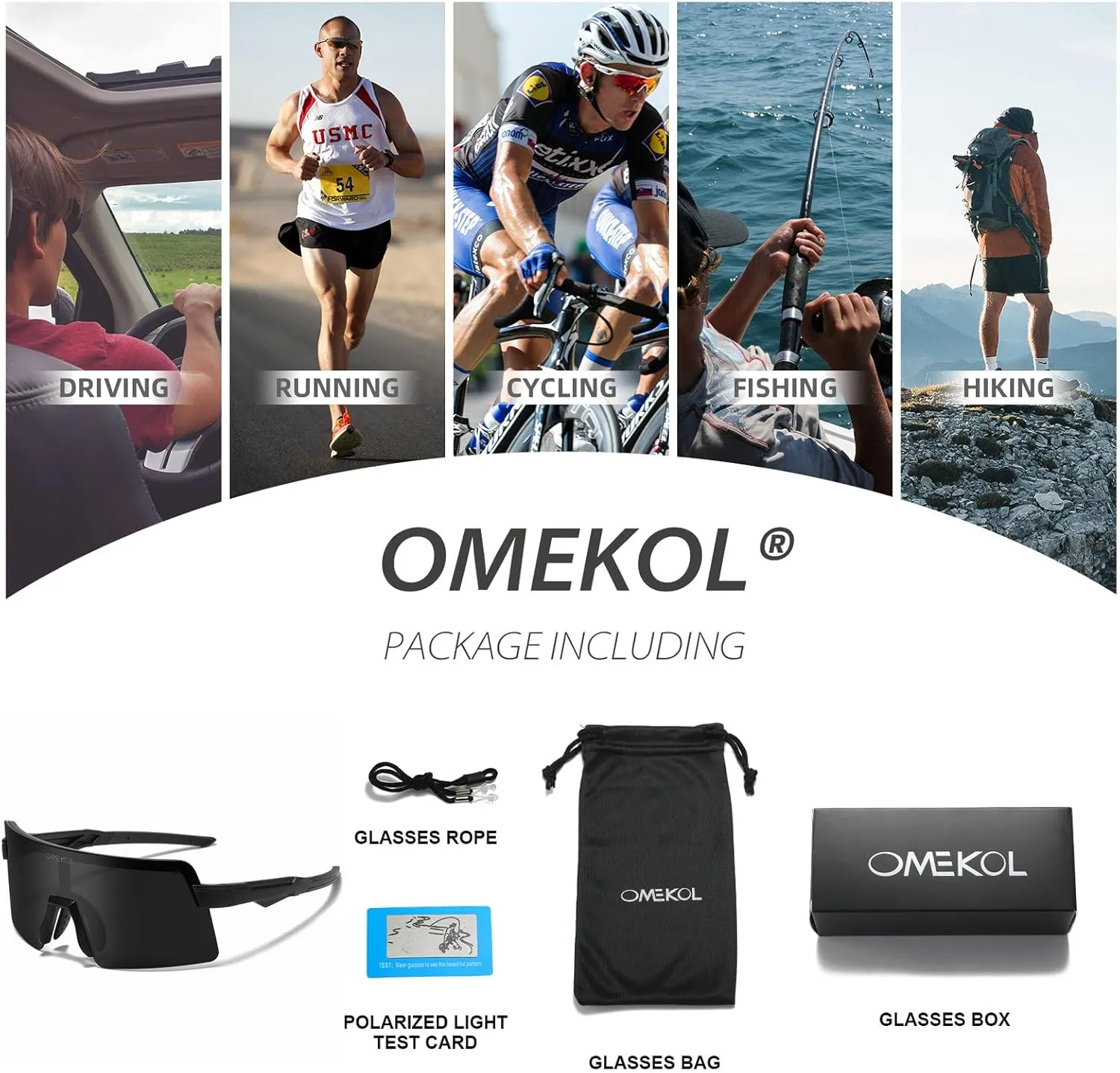 OMEKOL Two Sizes For Adults and Youth Polarized Sunglasses Men Women Outdoor Sport Baseball Glasses UV400 Cycling Eyewear