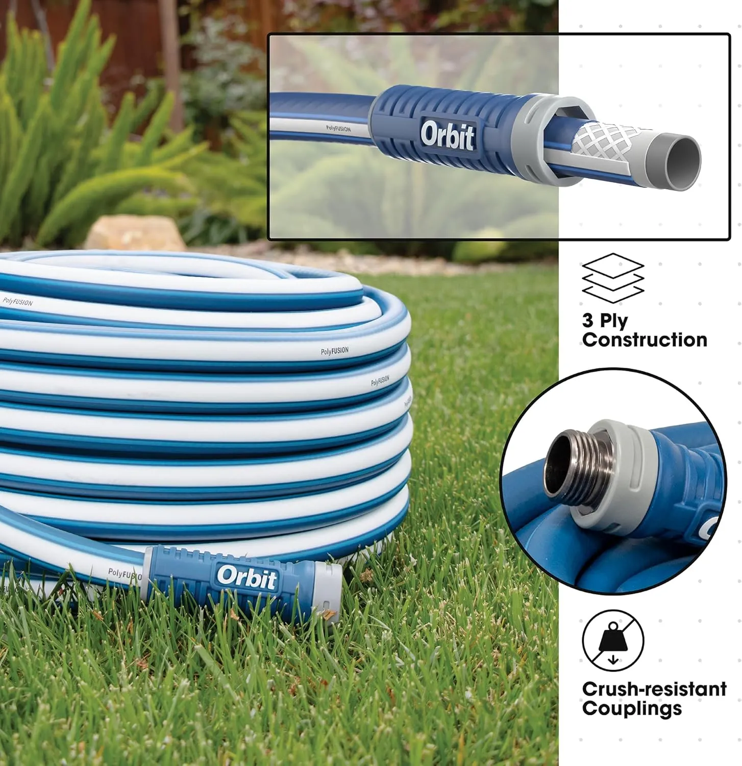 Orbit 22005 Polyfusion Garden Hose - Heavy-Duty Water Hose (50-Foot x 5/8-Inch)