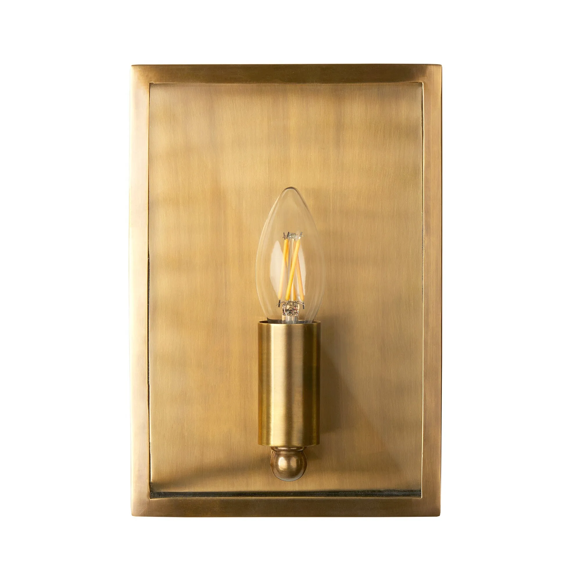 Orford IP44 exterior wall light in antique brass