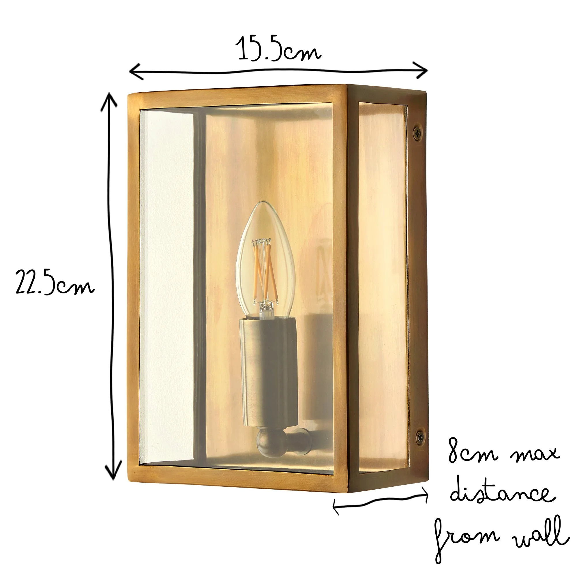 Orford IP44 exterior wall light in antique brass