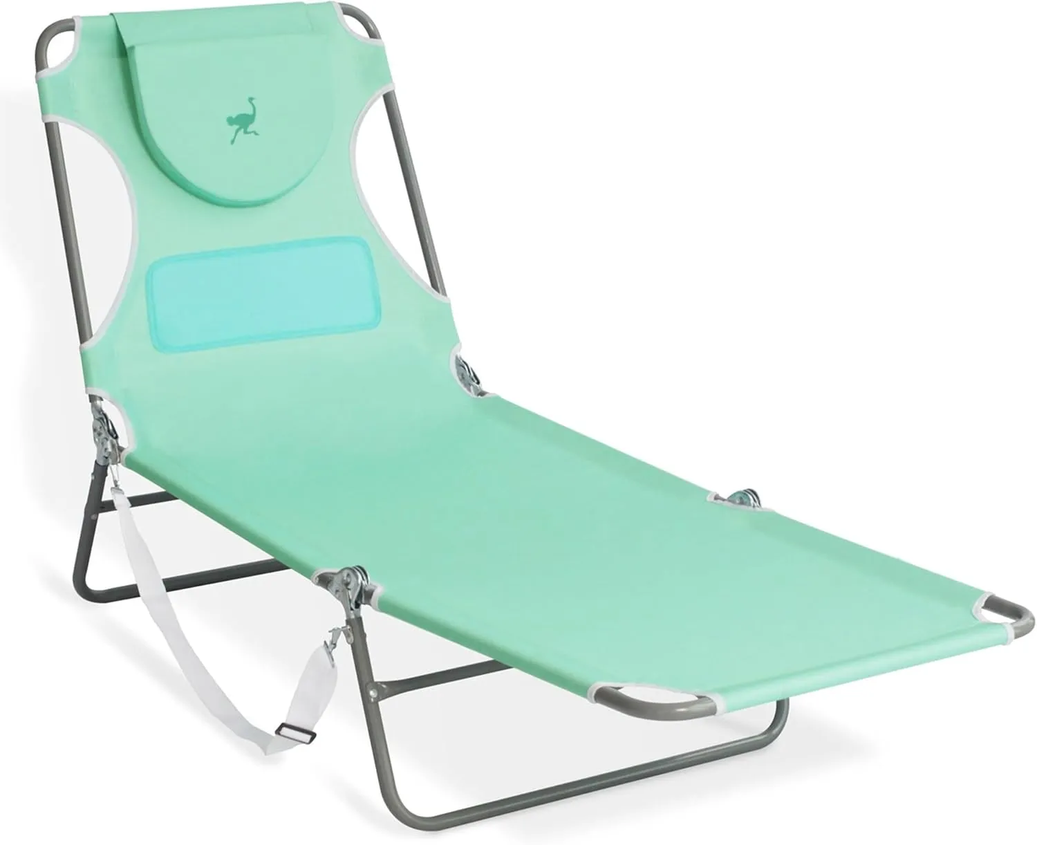 Ostrich Chaise Lounge Outdoor Lightweight Folding Adjustable Reclining Beach Chair for Tanning Pool Lake Patio Lawn Camping, Teal (2 Pack)