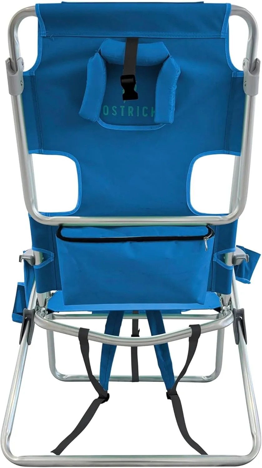 Ostrich Deltess 3 in 1 Portable Chair with Cooler Bag and Reclining Lounger for Tanning, Camping, Beach, and Outdoor Essential, Royal Blue