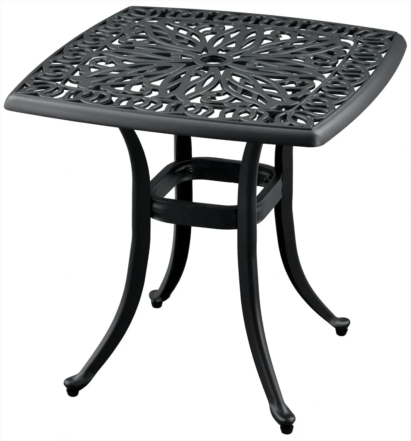 Outdoor 21" Cast Aluminum Square Side Table End Table for Patio, Backyard, Pool, Indoor Companion, Easy Maintenance and Weather Resistant, Black