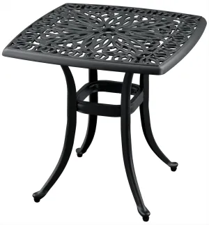 Outdoor 21" Cast Aluminum Square Side Table End Table for Patio, Backyard, Pool, Indoor Companion, Easy Maintenance and Weather Resistant, Black