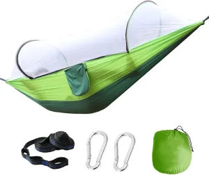Outdoor Camping Hammock with Mosquito net, Anti-Mosquito Automatic Quick-Opening strut, Anti-Rollover Hammock, Outdoor Indoor Hammock Swing