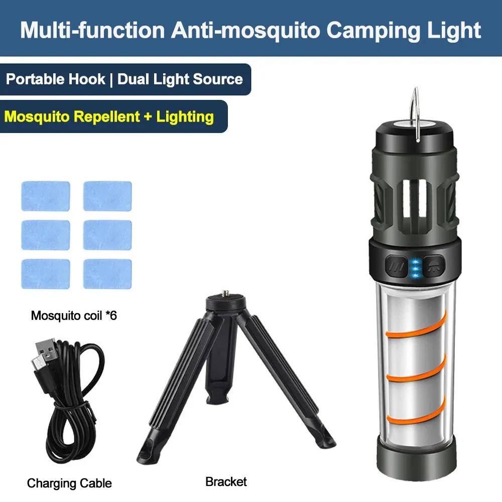 Outdoor Camping Light with Mosquito Repellent – Rechargeable, Waterproof, and Multi-Function