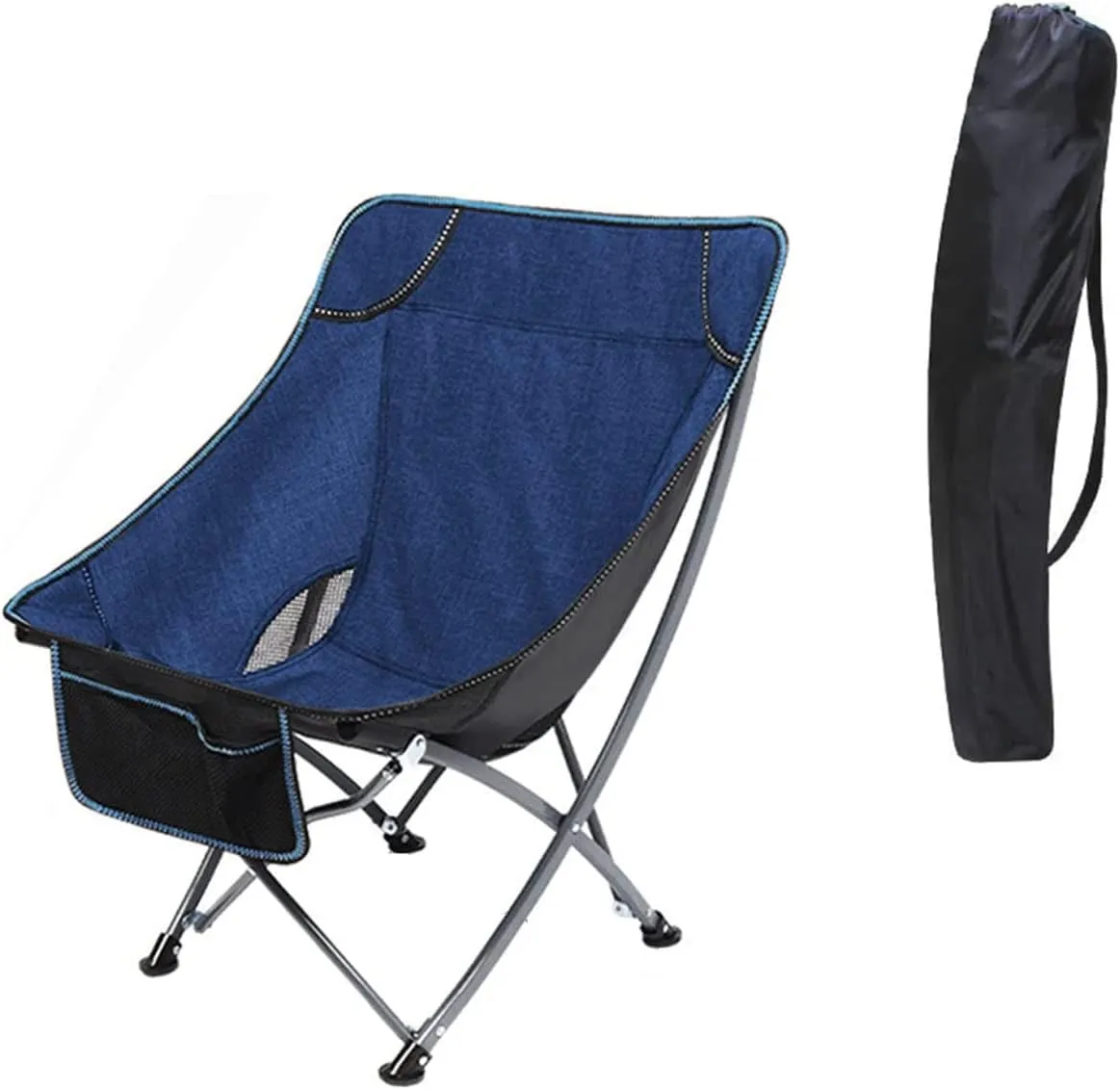 Outdoor Chair Folding Camping Chair Portable Folding Chair With Mesh Side Pocket Backrest Stool Camping Backpacking Chair For Fishing Beach Travel Picnic Camping Chair Foldable Chair ( Color : Blue )