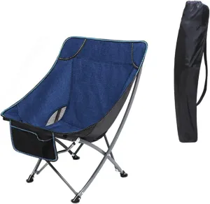Outdoor Chair Folding Camping Chair Portable Folding Chair With Mesh Side Pocket Backrest Stool Camping Backpacking Chair For Fishing Beach Travel Picnic Camping Chair Foldable Chair ( Color : Blue )