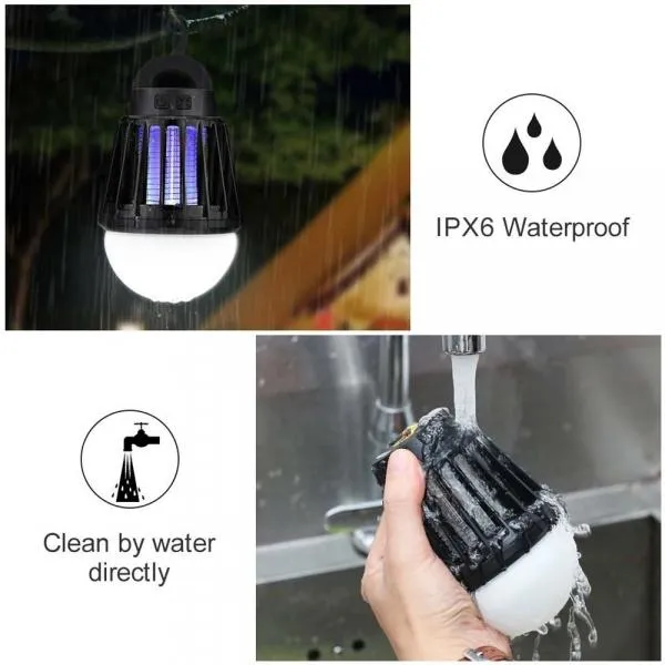 Outdoor Garden Mosquito Killer Light IPX6 Waterproof Night Lantern Black