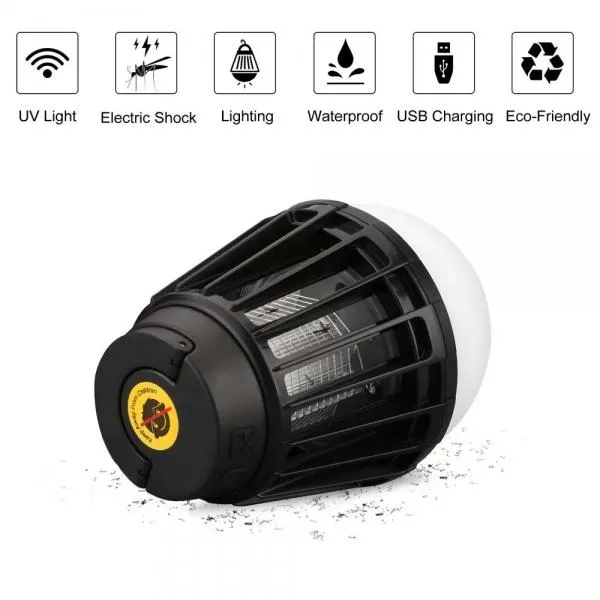 Outdoor Garden Mosquito Killer Light IPX6 Waterproof Night Lantern Black