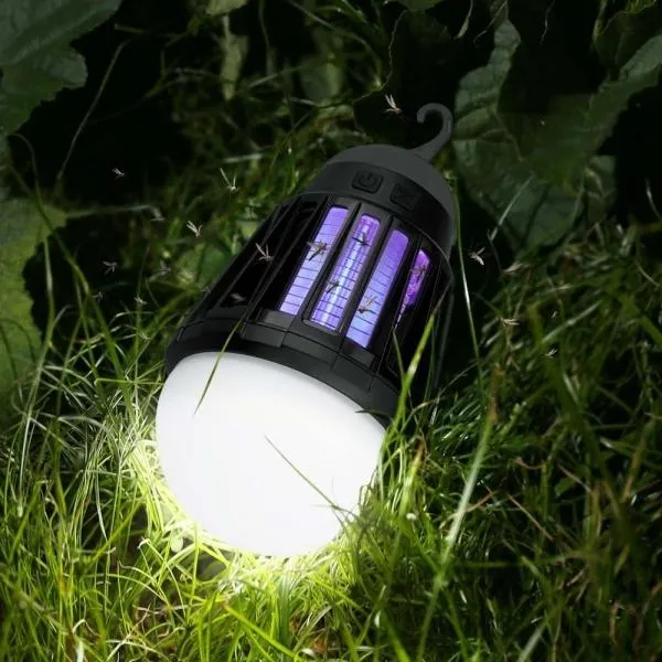 Outdoor Garden Mosquito Killer Light IPX6 Waterproof Night Lantern Black