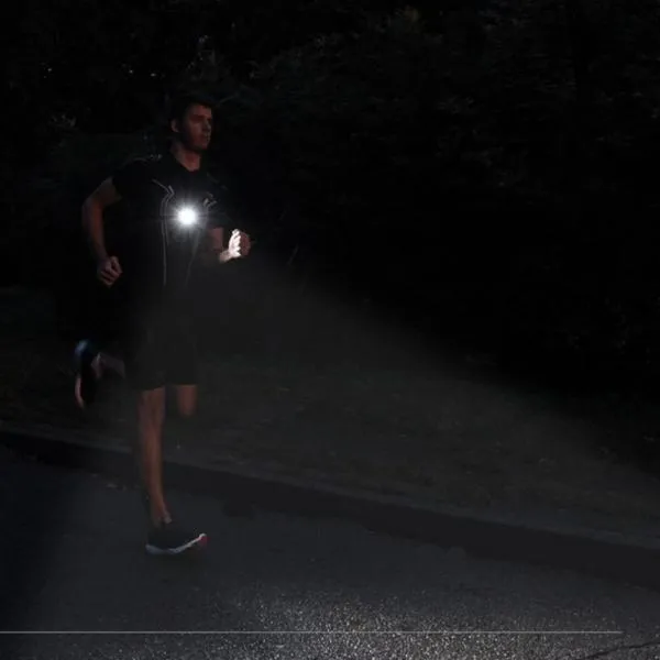 Outdoor LED Chest Light Night Running Warning Light with Removable Fixing Band USB Charge Black