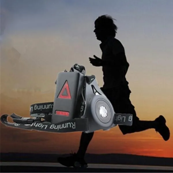 Outdoor LED Chest Light Night Running Warning Light with Removable Fixing Band USB Charge Black