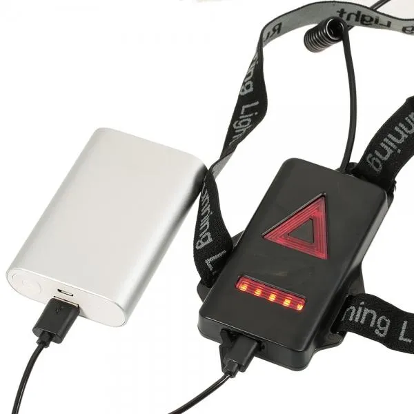 Outdoor LED Chest Light Night Running Warning Light with Removable Fixing Band USB Charge Black