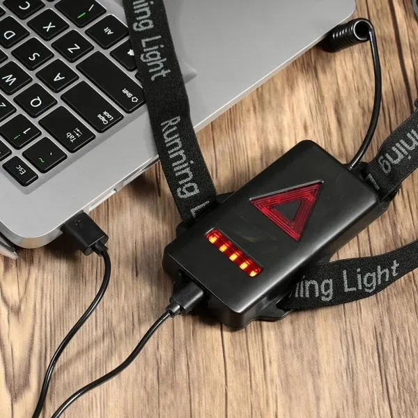 Outdoor LED Chest Light Night Running Warning Light with Removable Fixing Band USB Charge Black