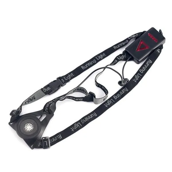 Outdoor LED Chest Light Night Running Warning Light with Removable Fixing Band USB Charge Black