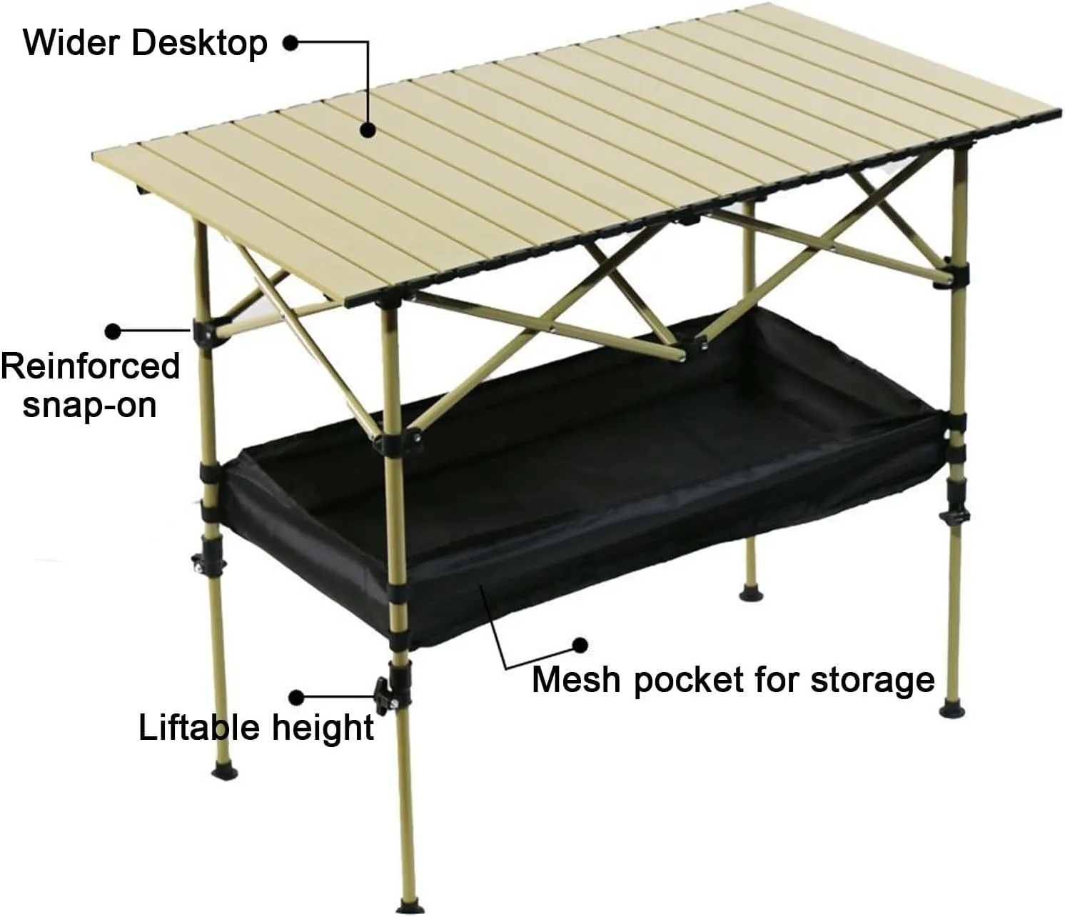Outdoor Liftable Egg Roll Table, Folding Table, Portable Picnic Table Height Adjustable with Carrying Bag,Suitable for Outdoor,Camping,Picnic, Backyard and Barbecue,Suitable for 2-4 People(Beige,37.4X