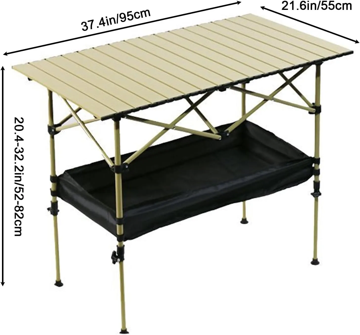 Outdoor Liftable Egg Roll Table, Folding Table, Portable Picnic Table Height Adjustable with Carrying Bag,Suitable for Outdoor,Camping,Picnic, Backyard and Barbecue,Suitable for 2-4 People(Beige,37.4X