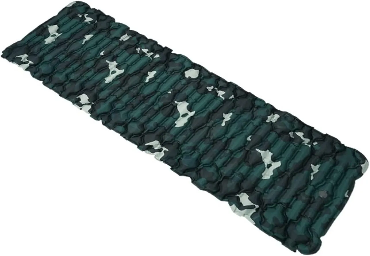 Outdoor Sleeping Pad Camping Inflatable Mattress with Pillows Travel Mat Folding Bed Ultralight Air Cushion Hiking Trekking (Color : No Pillow Camouflage, Size : /)