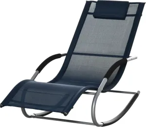 Outsunny Zero Gravity Rocking Chair Outdoor Chaise Lounge Chair Recliner Rocker with Detachable Pillow and Weather-Resistant Fabric for Patio, Deck, Pool, Navy Blue