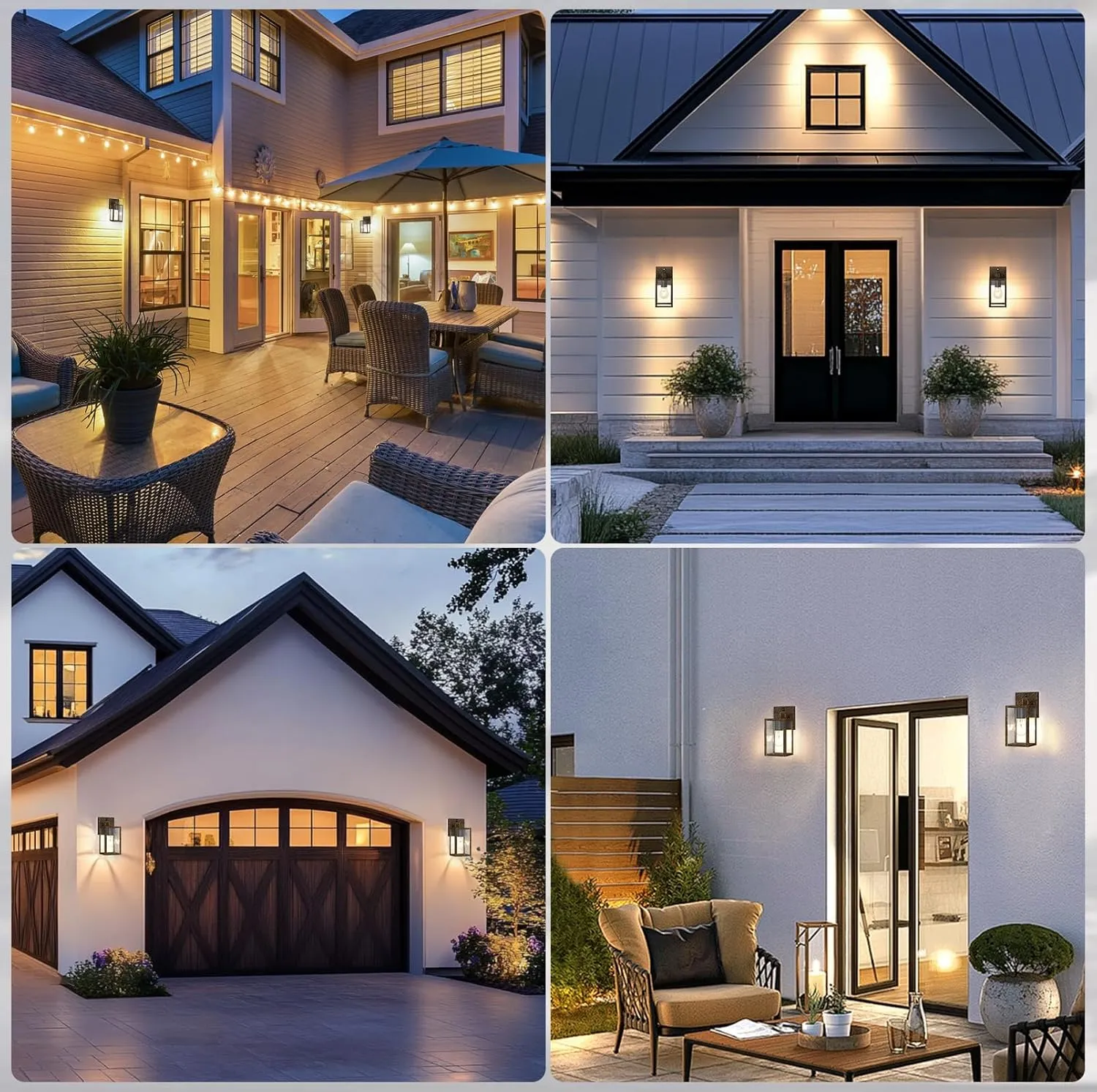 PARTPHONER Dusk to Dawn Outdoor Light Fixtures, 2-Pack Sensor Porch Lights, Waterproof Exterior Wall Sconce Lighting Lamp, Waterproof Wall Lantern for House, Doorway, Garage (Black Brush Gold)