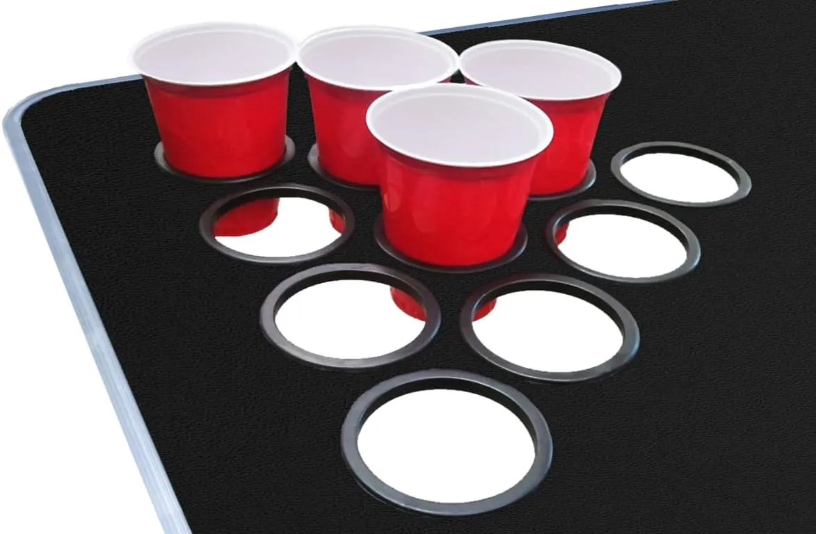 PARTYPONG 8-Foot Folding Portable Pong Table w/Optional Cup Holes & LED Lights - Tampa Bay Hockey Rink (Choose Your Model)