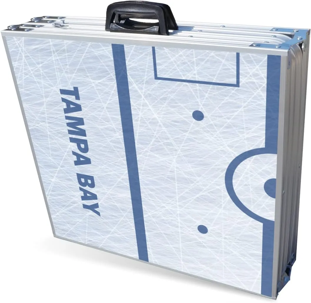 PARTYPONG 8-Foot Folding Portable Pong Table w/Optional Cup Holes & LED Lights - Tampa Bay Hockey Rink (Choose Your Model)