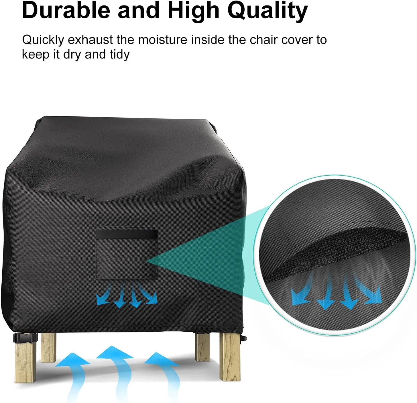 Patio Chair Covers for Outdoor Furniture Waterproof 2 Pack, Lawn Chair Covers 600D Heavy Duty Oxford Cloth, Large Covers for Lounge Lawn Deep Seat Black 38" W x 31" D x 29" H