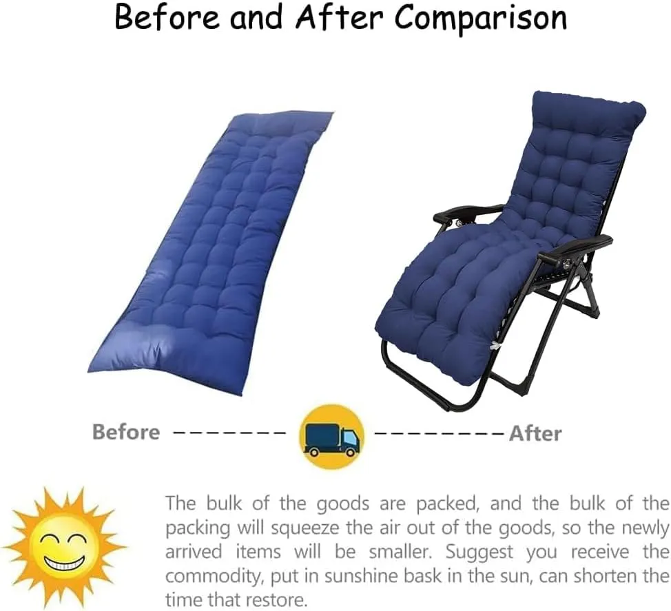 Patio Chaise Lounger Cushion,61in Lounge Chair Recliners Chair Cushions,Thicker Padded Chaise Lounger Swing Bench Cushion for Outdoor Indoor Home Office (Dark Grey)