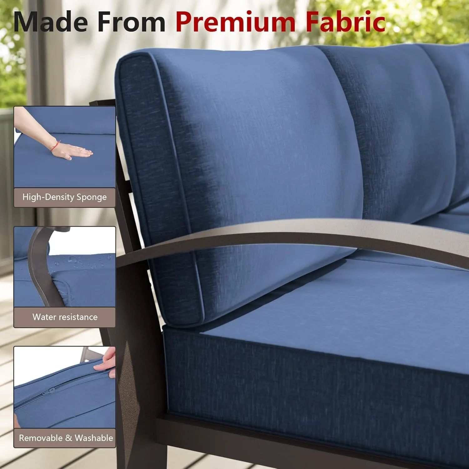 Patio Furniture Set 10 Seats Aluminum Armrest Sofa, Modern Outdoor Living Room Set with 55000 BTU Propane Aluminum Fireplace, Outdoor Rotary Joystick with Thick Cushion