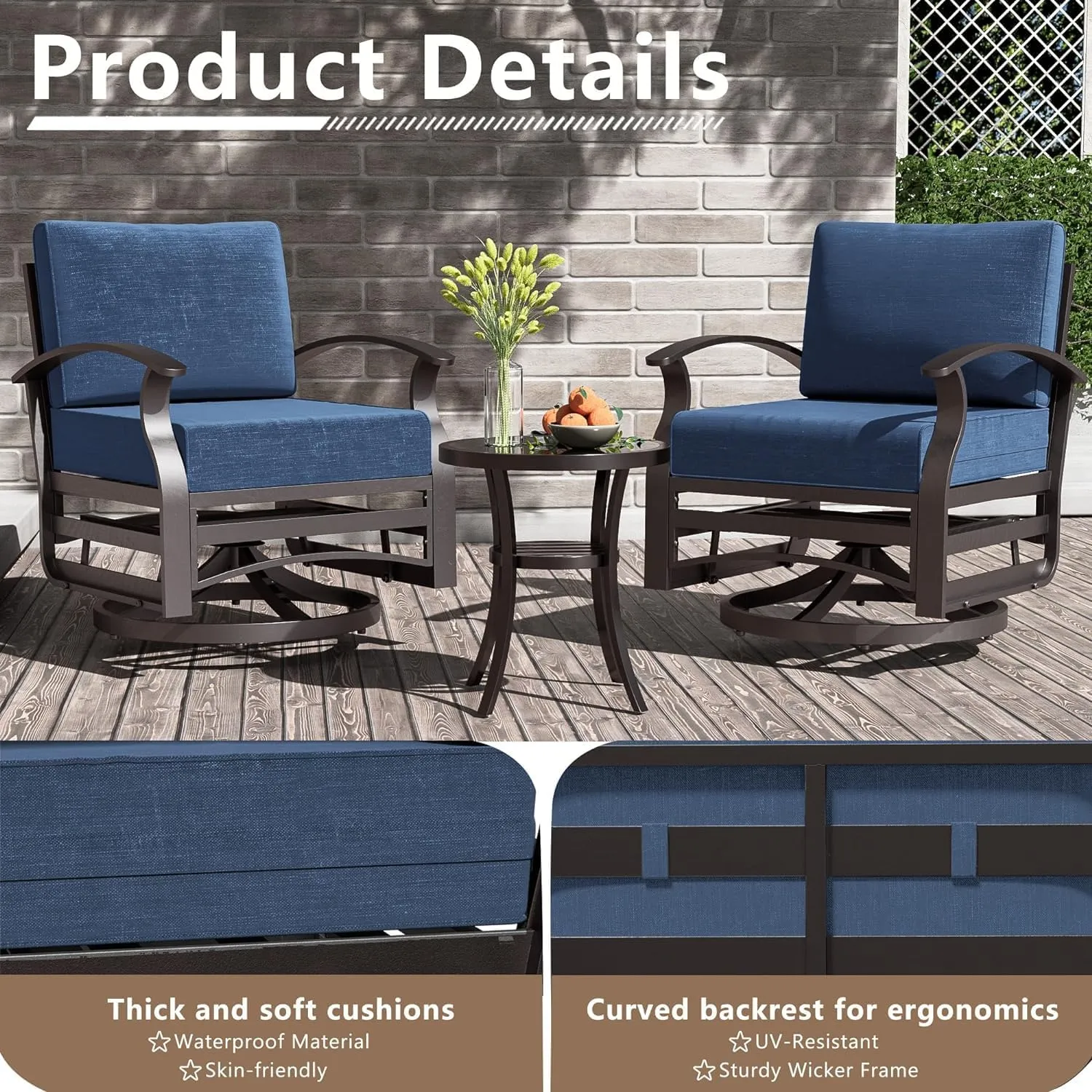 Patio Furniture Set 10 Seats Aluminum Armrest Sofa, Modern Outdoor Living Room Set with 55000 BTU Propane Aluminum Fireplace, Outdoor Rotary Joystick with Thick Cushion