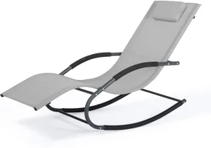 Patio Lounge Chair with Detachable Pillow, Chaise Lounge Chair for Outside Pool, Light Grey