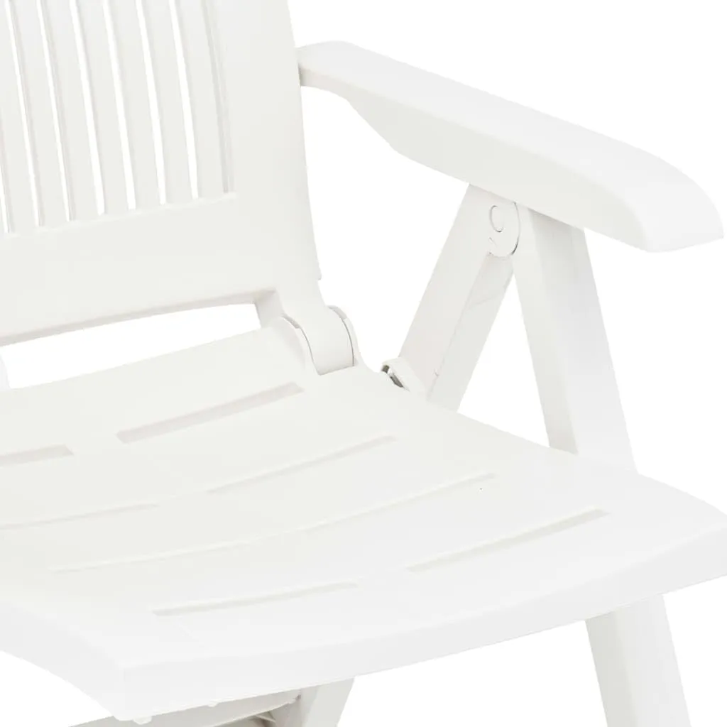 Patio Reclining Chairs 2 Pcs White Plastic Lounge Chair Foldable Outdoor Furniture Adjustable Backrest for Patio, Garden, Beach and Poolside