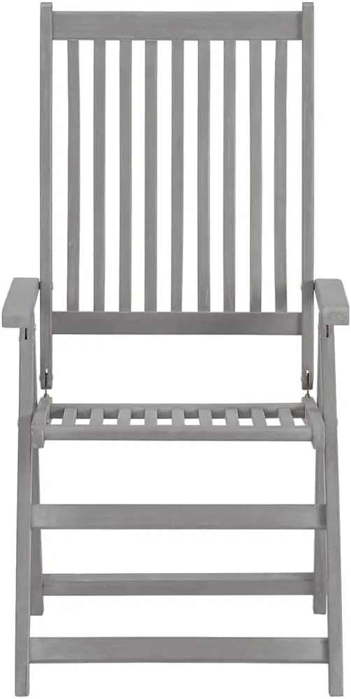 Patio Reclining Chairs Set 4 pcs with Cushions Gray Solid Acacia Wood Adjustable Backrest Comfortable Outdoor Lounge Chairs for Dining and Relaxing in Garden