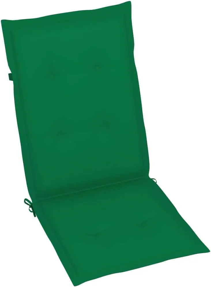 Patio Reclining Chairs Set of 4 with Cushions Adjustable Solid Acacia Wood Lounge Chairs for Outdoor Dining and Relaxing, Foldable Lawn Chairs with Green Cushions